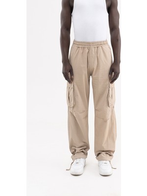 Machinist Erkek Cepli Kargo Baggy Jean Pantolon Bej