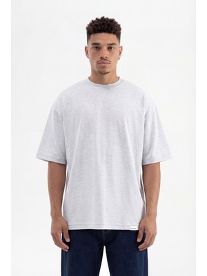 Machinist Erkek Basic Super Pamuklu Oversize Tişört Karmelanj