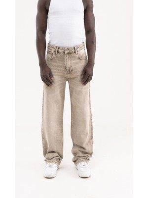 Machinist Erkek Oversize Efektli Baggy Jean Pantolon Açık Haki