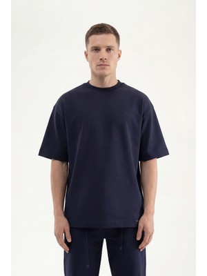 Machinist Erkek Basic Double Face Oversize Tişört Gece Mavisi