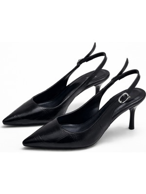 Patron Shoes Şık Kadın Stiletto Ayakkabı Hakiki Deri 6 cm Topuklu Sivri Burun Klasik Topuklu Ayakkabı