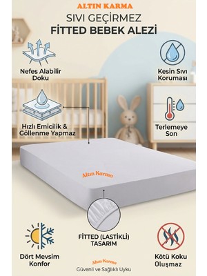 Altın Karma  70X130 cm Sıvı Geçirmez Micro Fitted Alez Bebe Çocukyatak Koruyucu Alez