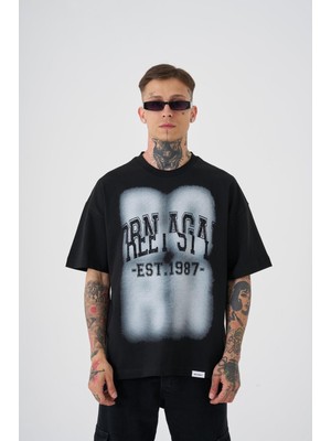 Machinist Erkek Street Style Oversize Tişört Siyah