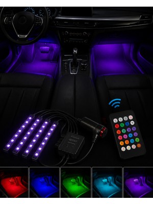 Majeur Rgb Araç Içi Şerit LED Seti Müzik Kontrollü Ambiyans Aydınlatma