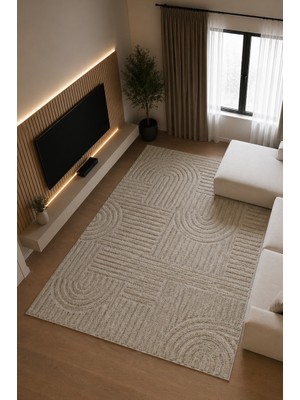 Tch Home Living Arktis Bej Iskandinav Yumuşak Jüt Taban Dokuma Halı Salon Mutfak Oturma Odası Koridor Yolluk Çocuk Odası Halısı 01123