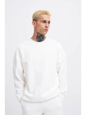 Machinist Erkek Basic Diagonal Swearshirt Ekru