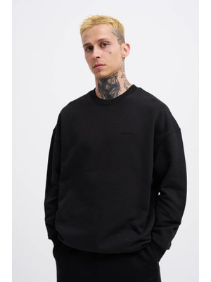 Machinist Erkek Basic Diagonal Swearshirt Siyah