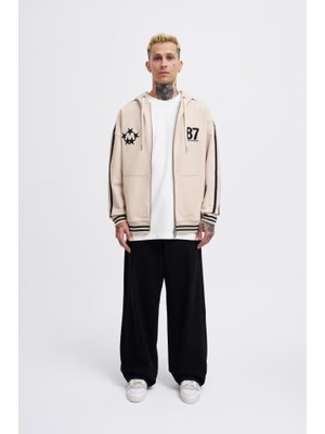 Machinist Erkek M Star Logo Zip Jacket Açık Bej
