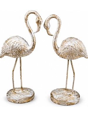 Gitti Gitti Ikili Flamingo Takımı Polyester Dekoratif Biblo Seti