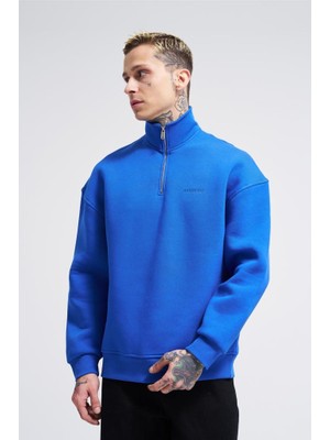 Machinist Erkek Basic Yüksek Yaka Sweatshirt Açık Mavi