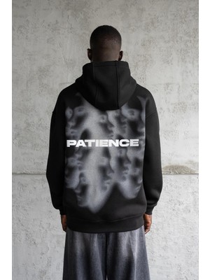 Machinist Erkek Patience Baskılı Kapüşonlu Sweatshirt Siyah