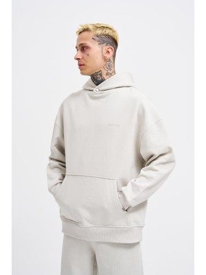 Machinist Erkek Basic Diagonel Kapüşonlu Sweatshirt Uzay Grisi