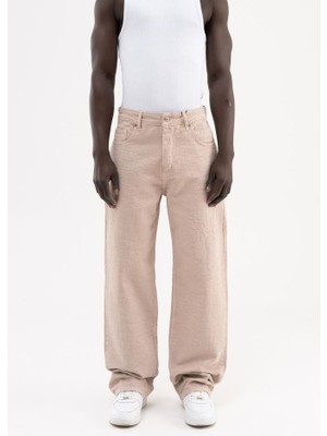 Machinist Erkek Jakarlı Baggy Jean Pantolon Vizon