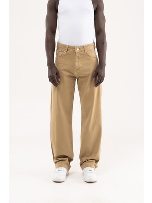 Machinist Erkek Soft Surfaced Baggy Relaxed Jean Pantolon Kahverengi