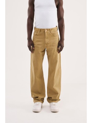 Machinist Erkek Soft Surfaced Baggy Relaxed Jean Pantolon Bej