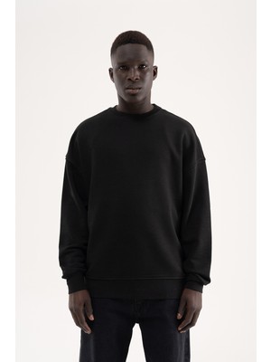 Machinist Erkek Old School Basic Şardonlu Sweatshirt Siyah