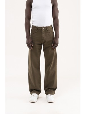 Machinist Erkek Soft Surfaced Baggy Relaxed Jean Pantolon Haki
