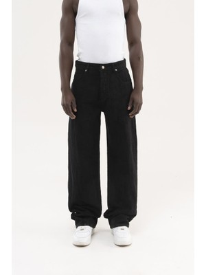 Machinist Erkek Abstract Distressed Patterned Baggy Jean Pantolon Siyah