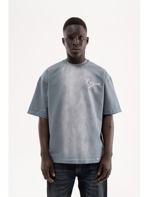 Machinist Erkek Printed And Embroidered Tişört Gri