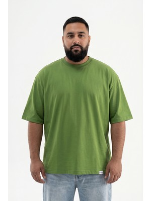 Machinist Erkek Büyük Beden Basic Tişört Kale Yeşili