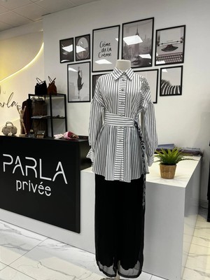 Parla Prive Adelina Simli Çizgili Aks.gömlek