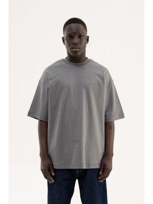 Machinist Erkek Basic Interlok Oversize Tişört Duman