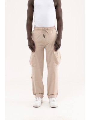 Machinist Erkek Çok Cepli Kargo Baggy Jean Pantolon Bej