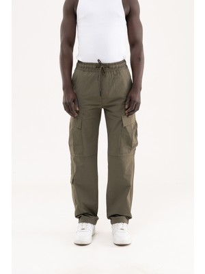 Machinist Erkek Çok Cepli Kargo Baggy Jean Pantolon Haki