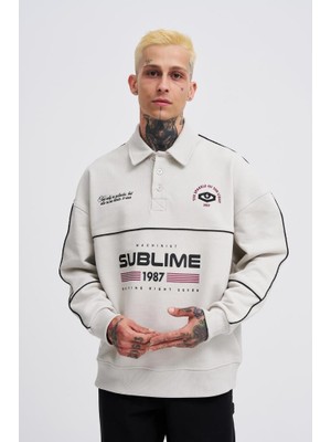 Machinist Erkek Sublime Printed Polo Sweatshirt Uzay Grisi