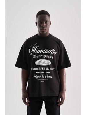 Machinist Erkek Printed Pocket Oversize Tişört Siyah