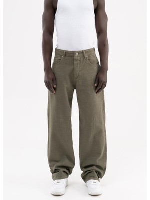 Machinist Erkek Jakarlı Baggy Jean Pantolon Haki