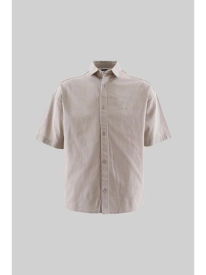 Machinist Erkek Basic Keten Oversize Gömlek Gri