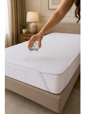 Tekstil Stokları 100X200 cm Üstü Örme Havlu Kumaş Alt Pu Dört Kenar Lastikli Tek Kişilik Sıvı Geçirmez Yatak Koruyucu Alez