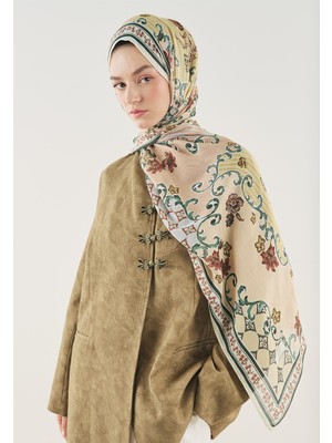 Fresh Scarfs Ethnic Garden Desen Soft Viskon Şal Somon
