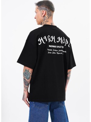 Machinist Erkek High Hope Baskılı Oversize Tişört Siyah