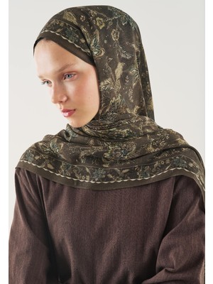 Fresh Scarfs Ethnic Blossom Desen Soft Viskon Şal Tozlu Kahve