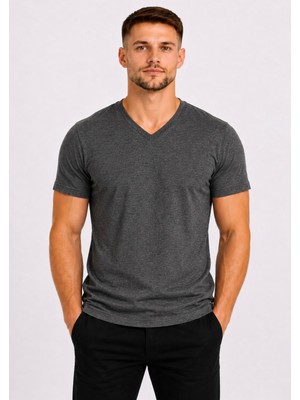 Axxel Erkek Pamuklu V Yaka Kısa Kollu T-SHIRT-D804