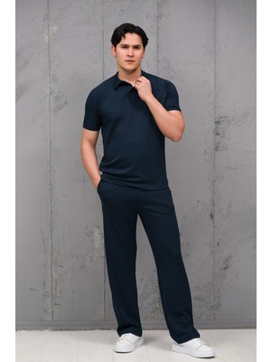 Mass Plus Regular Fit Likralı Kendinden Çizgili Yarım Baggy Pantolonlu T-Shirt Takım