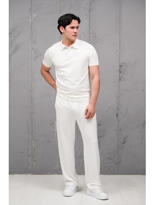Mass Plus Regular Fit Likralı Kendinden Çizgili Yarım Baggy Pantolonlu T-Shirt Takım