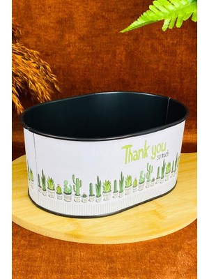 Tiesa Home Küçük Metal Ekmeklik Ekmek Kutusu Sepeti Thank You 21CM