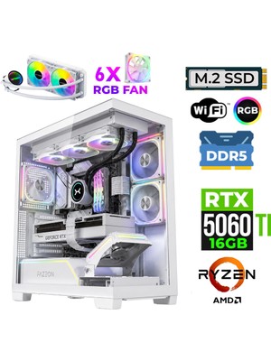 Xaser Fade X80 Ryzen 5 7500F 32GB Ddr5 Ram 1tb M.2 Nvme SSD 16GB RTX5060TI Sıvı Soğutmalı Oyuncu Bilgisayarı