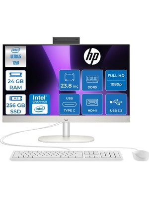 Hp Proone 240 G10 Ultra 125U Mks 4.3ghz 24GB 512GB SSD Intel Graphics 23.8" Fhd 60hz Windows 11 Pro All In One Bilgisayar MD36TKETP05 + Zettausb