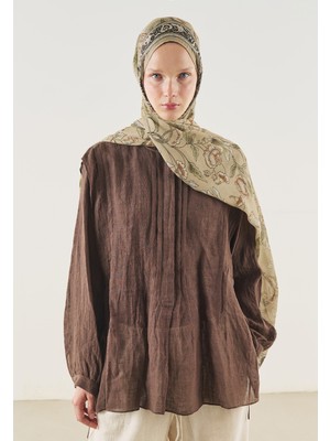 Fresh Scarfs Pure Ethnic Desen Soft Viskon Şal Sütlü Kahve