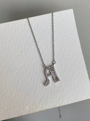 Owentis Çelik Silver Taşlı A Harf Kolye -Kararma Yapmaz-