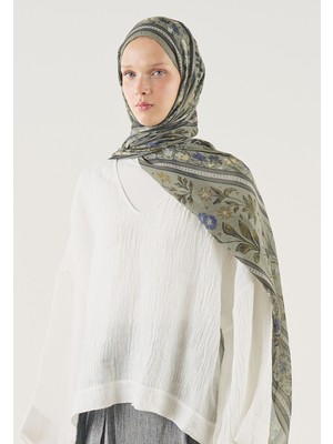 Fresh Scarfs Flora Echo Desen Soft Viskon Şal Gümüş