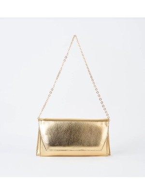 Melisa Çanta Eşarp Kadın Simli Zarf Tasarım 2 Bölmeli Mini Zincir Askılı Çıt Çıt Kapama Clutch ve El Çantası