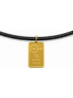 Gekas Kuyumculuk Ard 1 Gram 24 Ayar Siyah Ipli Külçe Altın Kolye