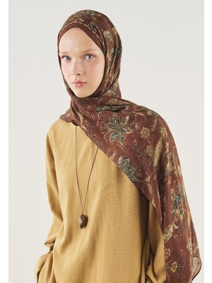 Fresh Scarfs Kakao Ethnıc Blossom Desen Soft Viskon Şal