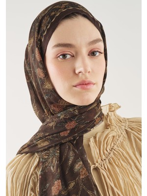 Fresh Scarfs Çikolata Kahve Ethnıc Blossom Desen Soft Viskon Şal