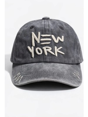 Soulistic Collection %100 Pamuk New York Nakışlı Yıkamalı Eskitme Şapka